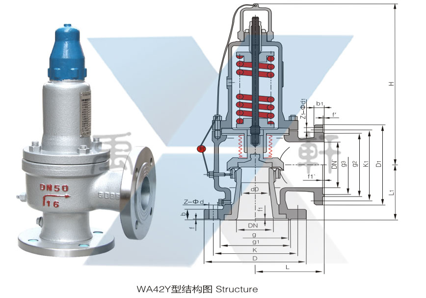 WA42Y波紋管背壓平衡彈簧全啟式安全閥(圖1) WA42Y波紋管背壓平衡彈簧全啟式安全閥(圖1)